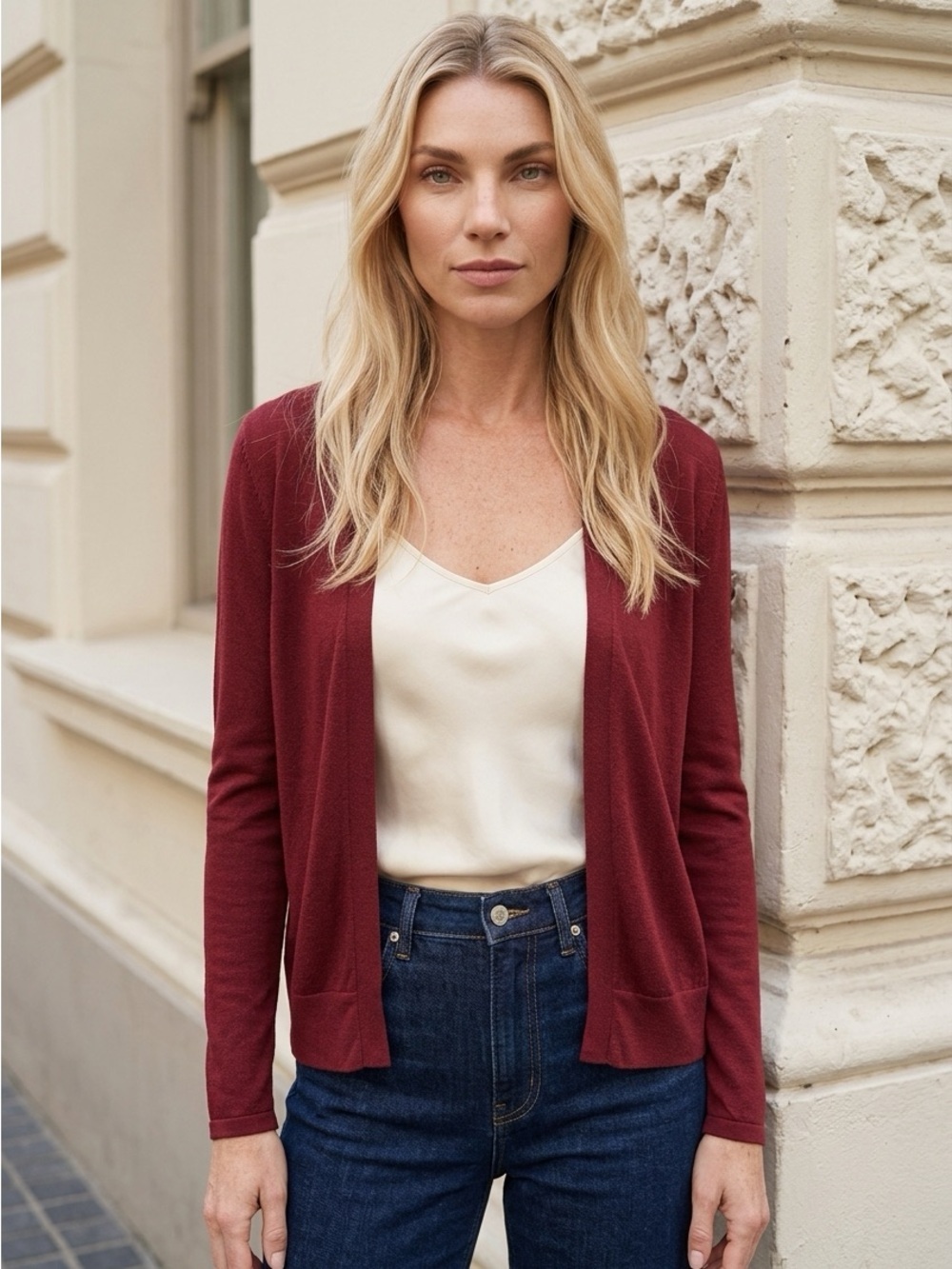 EUC Old Navy Women's Maroon Open Long Sleeve Lightweight Cardigan - Size XS